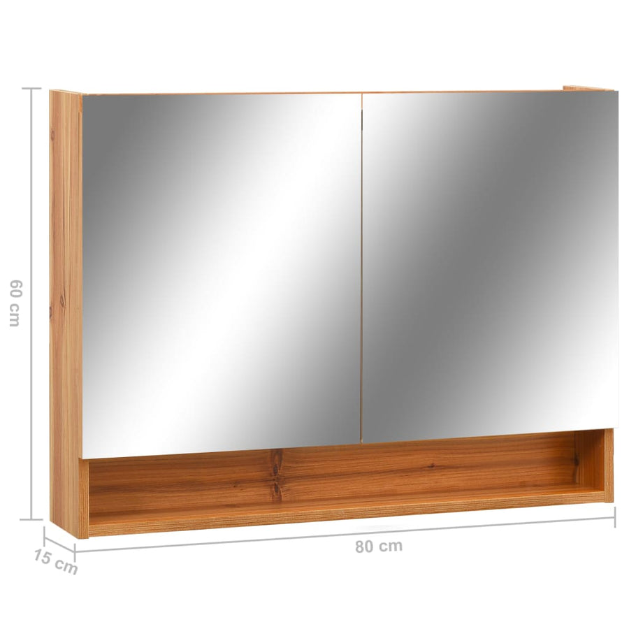 Badkamerspiegelkast Led 80X5X60 Cm Mdf Kleurig Eiken