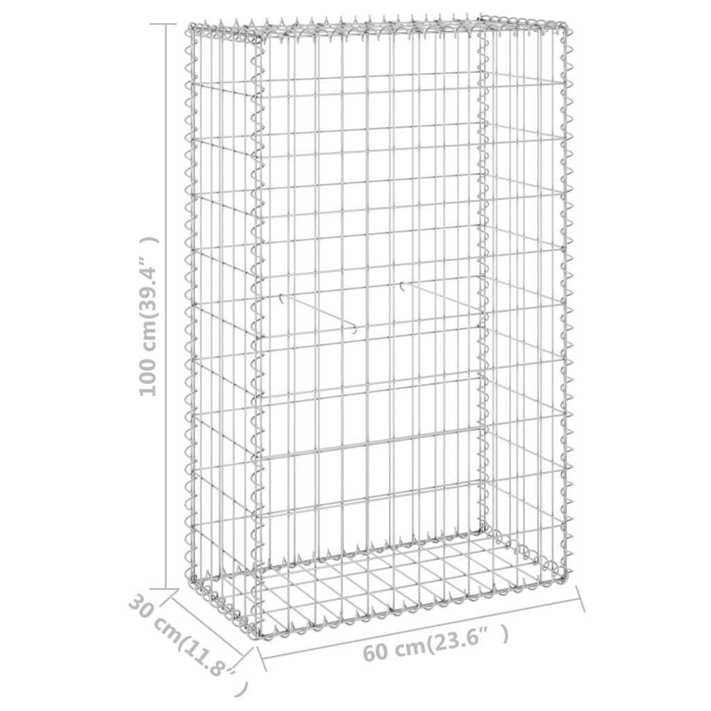 Schanskorfmuur Met Deksels Gegalvaniseerd Staal 60 x 30 x 100 cm