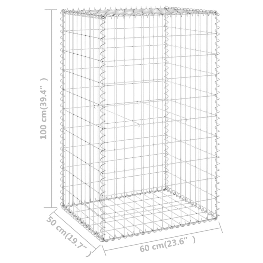 Schanskorfmuur met deksels 60x50x150 cm gegalvaniseerd staal 60 x 50 x 100 cm