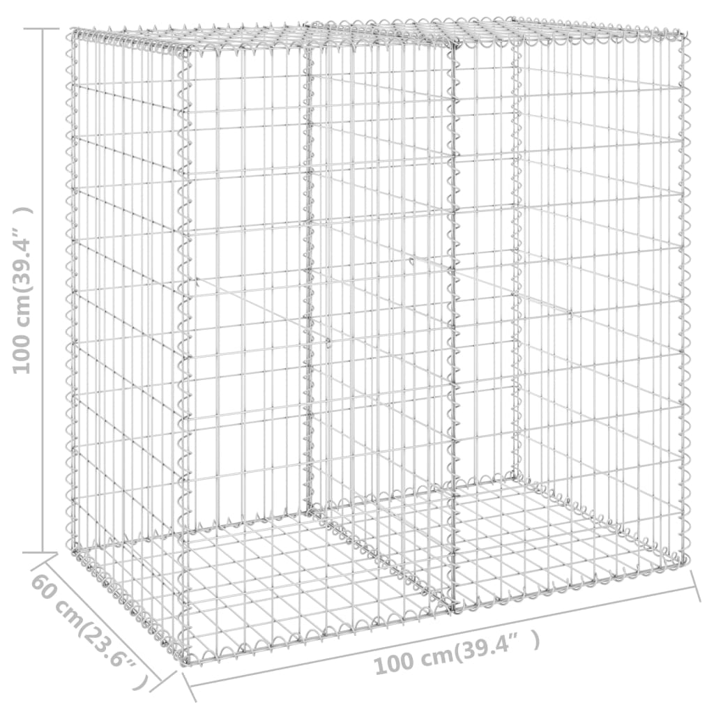 Schanskorfmuur met deksels 100x60x100 cm gegalvaniseerd staal 100 x 60 x 100 cm