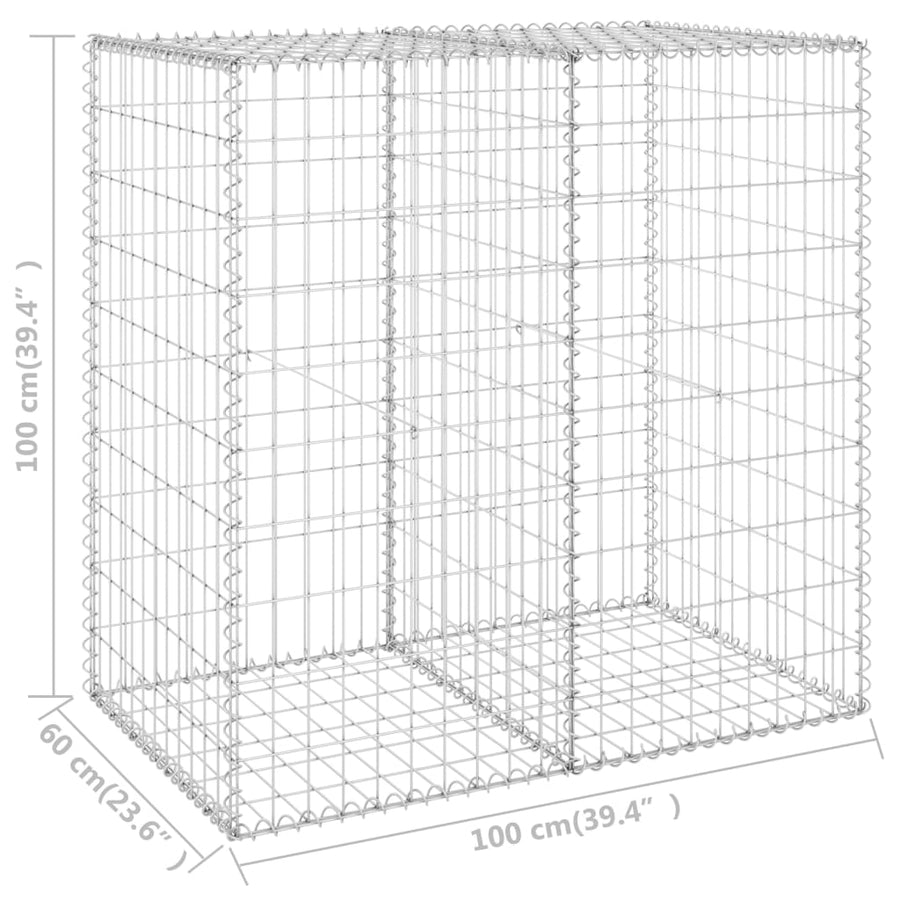 Schanskorfmuur met deksels 100x60x100 cm gegalvaniseerd staal 100 x 60 x 100 cm