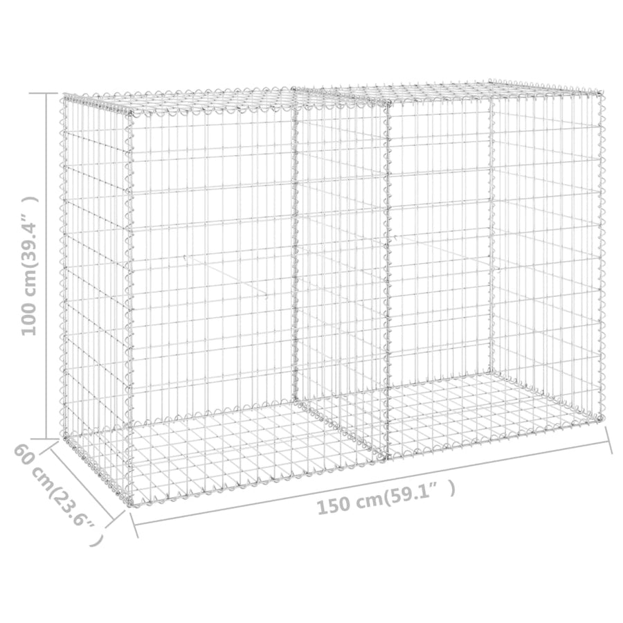 Schanskorfmuur met deksels 150x60x100 cm gegalvaniseerd staal 150 x 60 x 100 cm