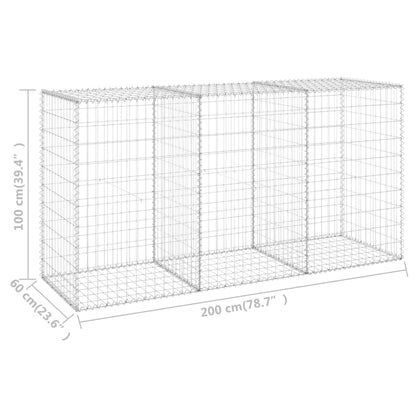 Schanskorfmuur met deksels 200x60x100 cm gegalvaniseerd staal 200 x 60 x 100 cm