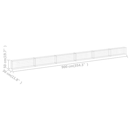 Schanskorfmuur met deksels 900x30x50 cm gegalvaniseerd staal