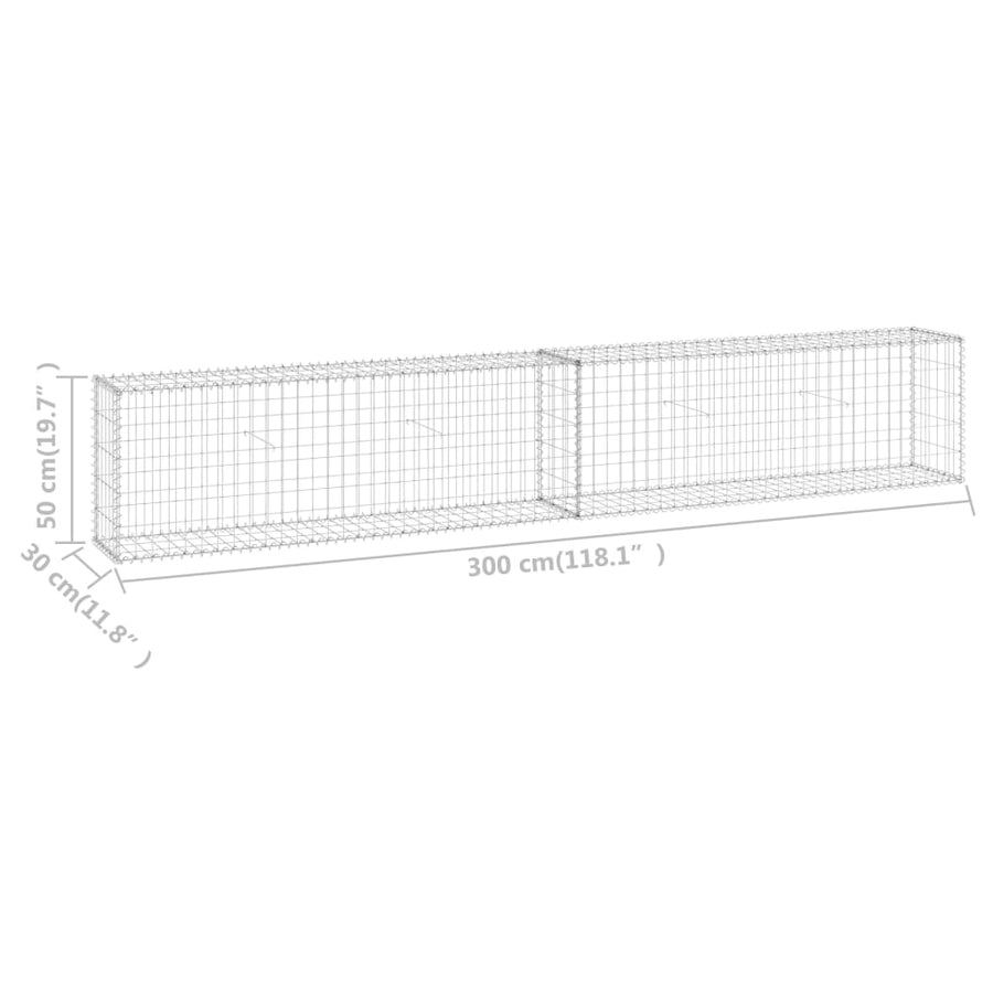 Schanskorfmuur met deksels 300x30x50 cm gegalvaniseerd staal 300 x 30 x 50 cm