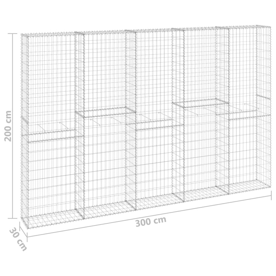 Schanskorfmuur met deksels 300x30x200 cm gegalvaniseerd staal 300 x 30 x 200 cm