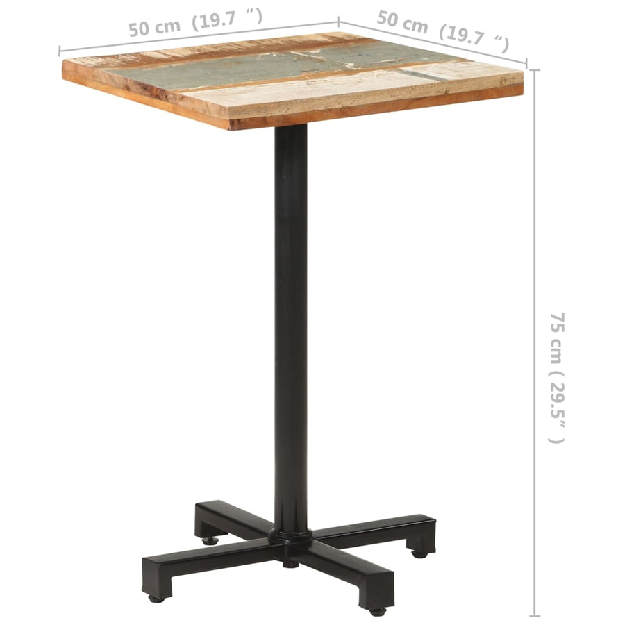 Bistrotafel vierkant 50x50x75 cm massief gerecycled hout