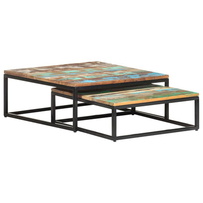 2-delige Salontafelset massief gerecycled hout