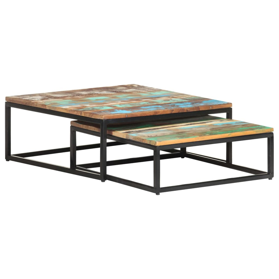 2-delige Salontafelset massief gerecycled hout