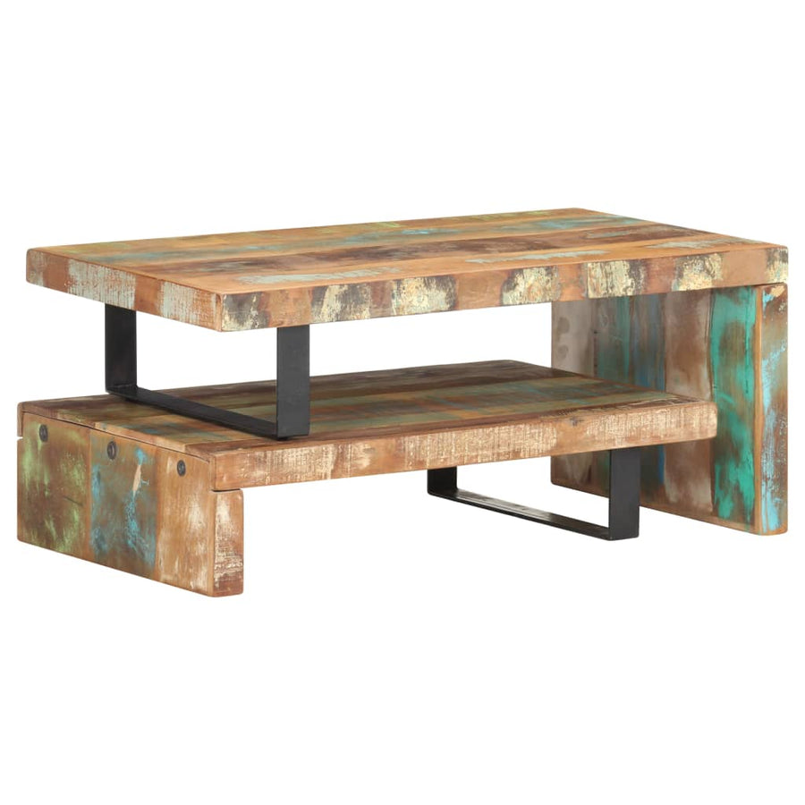 -Delige Salontafelset 2 massief gerecycled hout