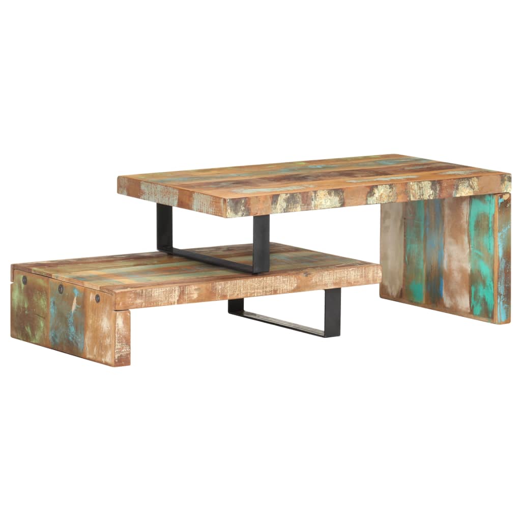 -Delige Salontafelset 2 massief gerecycled hout