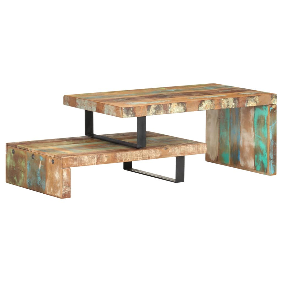 -Delige Salontafelset 2 massief gerecycled hout
