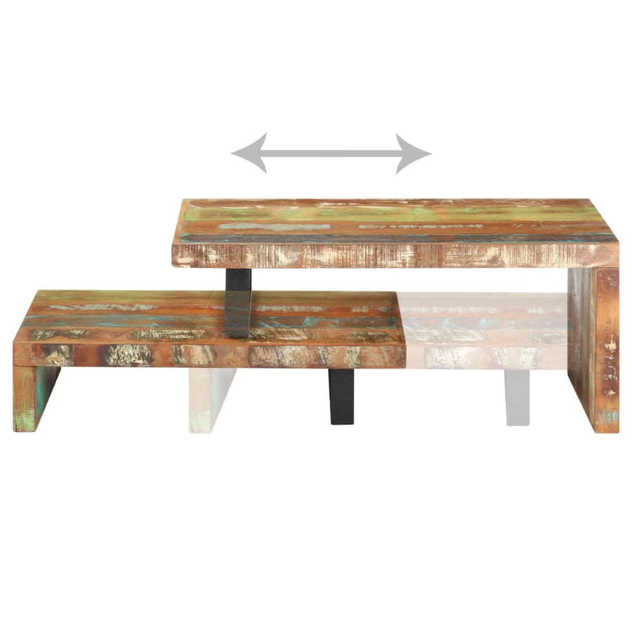 -Delige Salontafelset 2 massief gerecycled hout