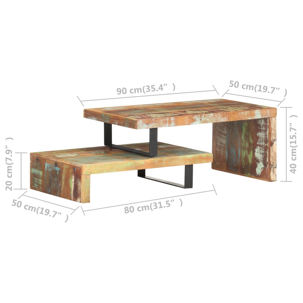 -Delige Salontafelset 2 massief gerecycled hout