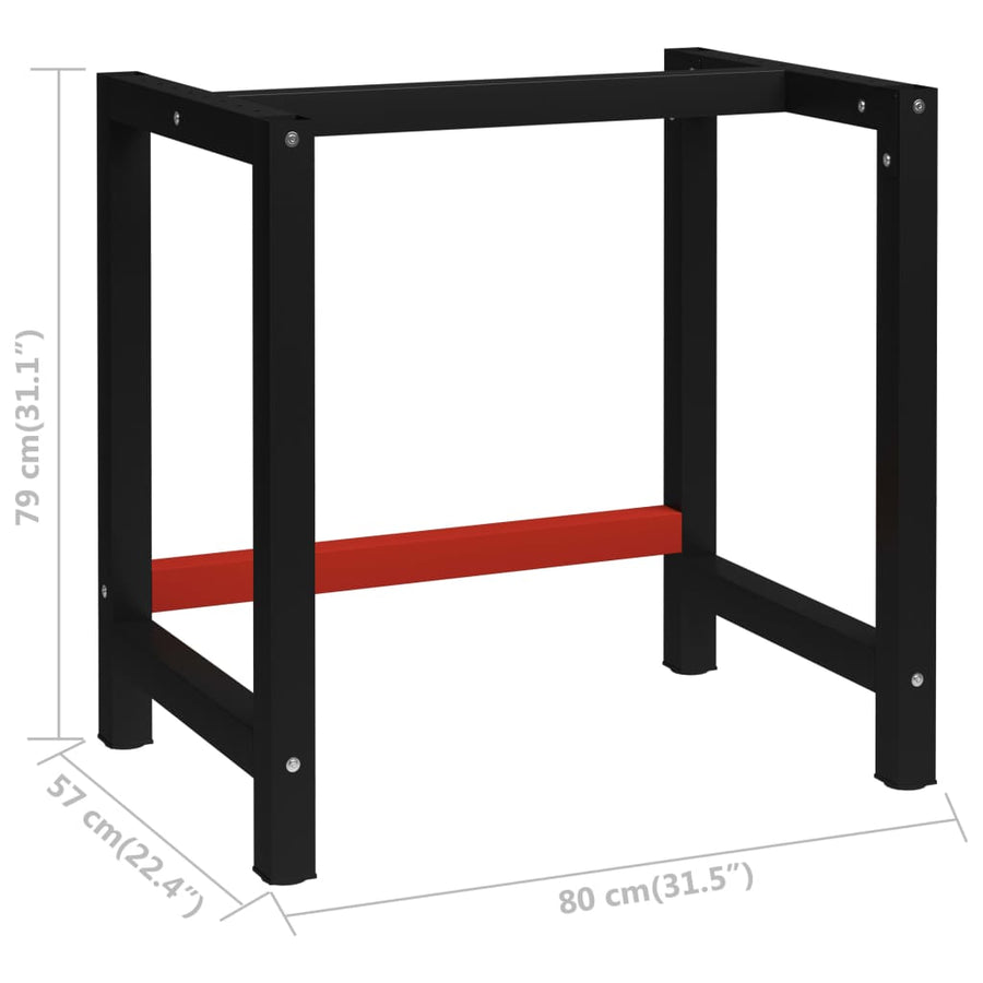 Werkbankframe Metaal Zwart En Rood 80 x 57 x 79 cm Met 1 stang