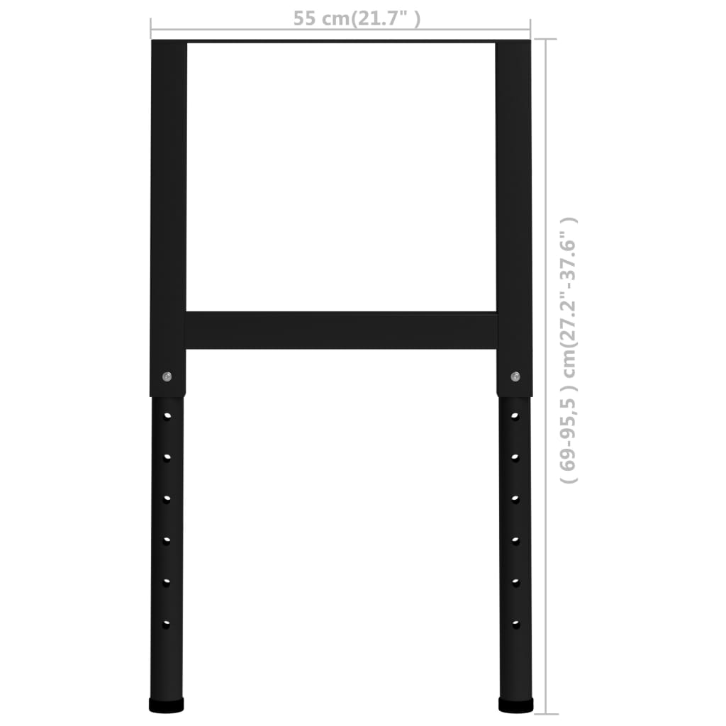 Werkbankframes Verstelbaar 55X(69-95,5) Cm Metaal Zwart 55 x 95.5 cm