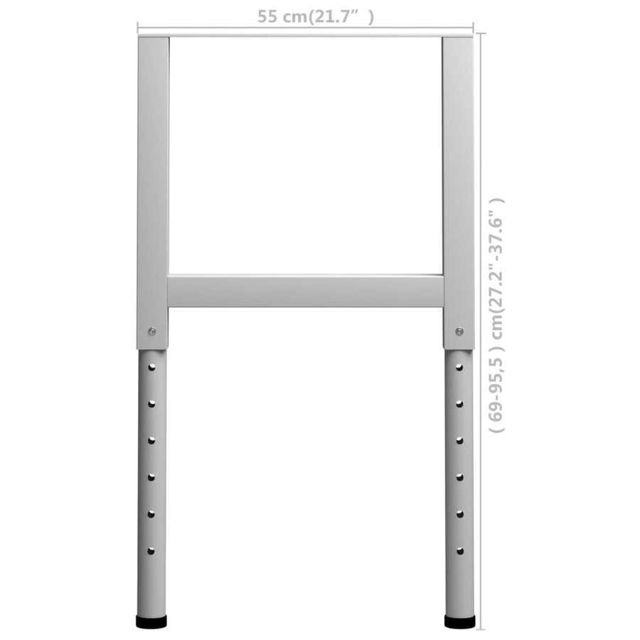 Werkbankframes Verstelbaar 55X(69-95,5) Cm Metaal Grijs 55 x 95.5 cm