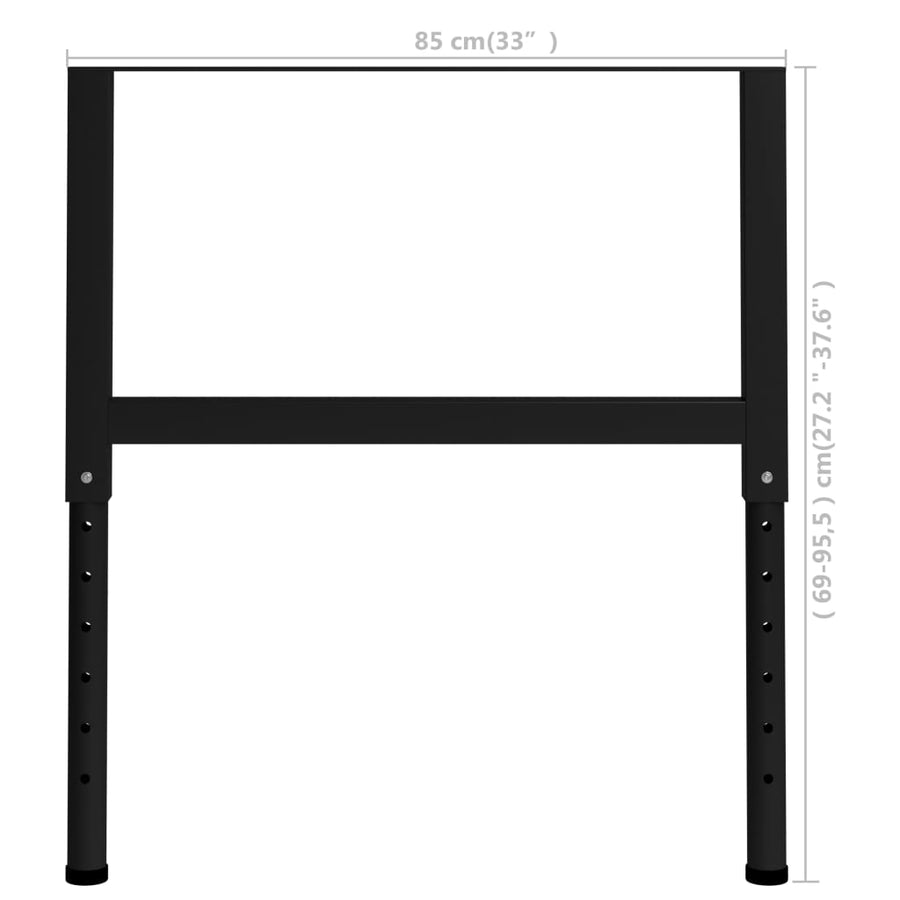 Werkbankframes Verstelbaar 85X(69-95,5) Cm Metaal Zwart 85 x 95.5 cm