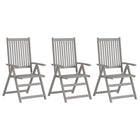 Garden Chairs Adjustable Solid Acacia Wood Grey 3