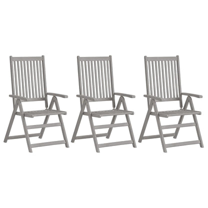 Tuinstoelen Verstelbaar Massief Acaciahout Grijs 3