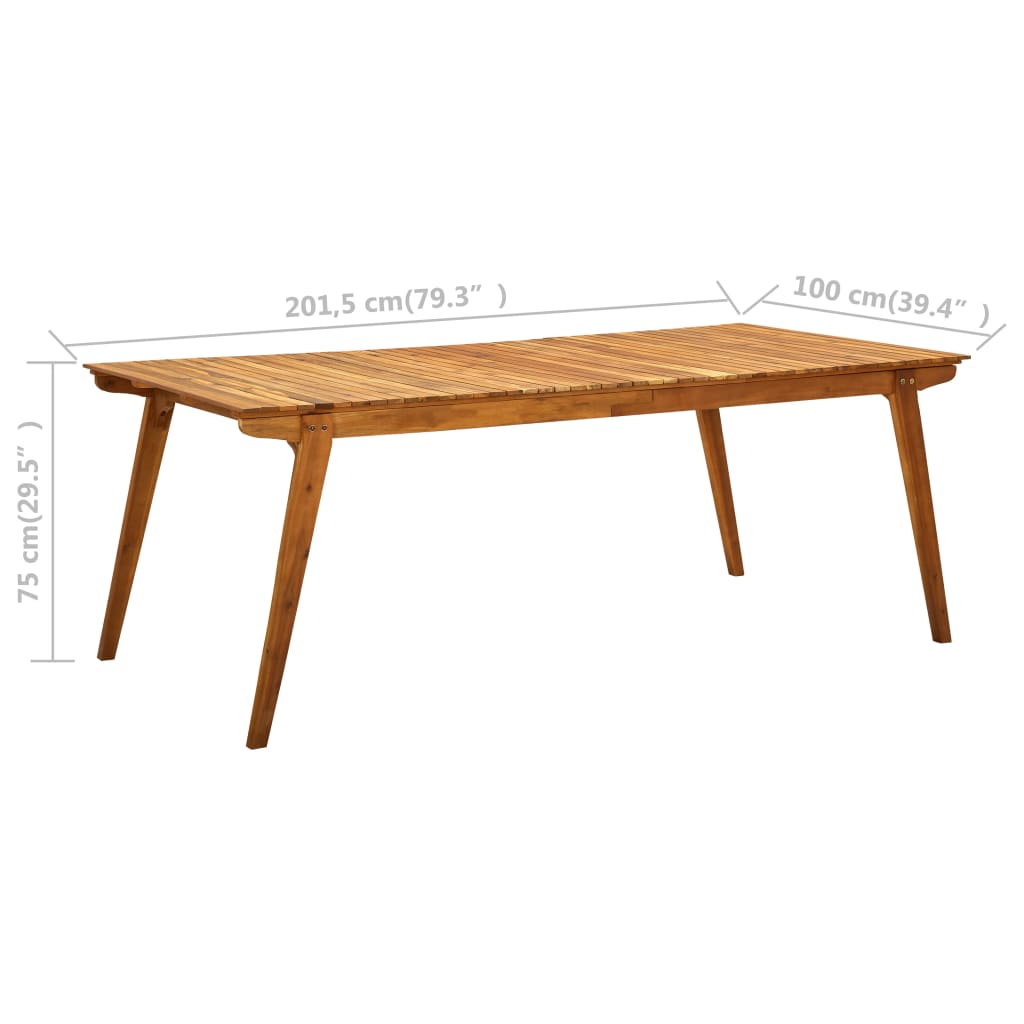 Tuintafel 201,5X100X75 Cm Massief Acaciahout 201.5 x 100 x 75 cm