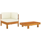 2-piece Lounge Set with Cream White Cushions Acacia Wood