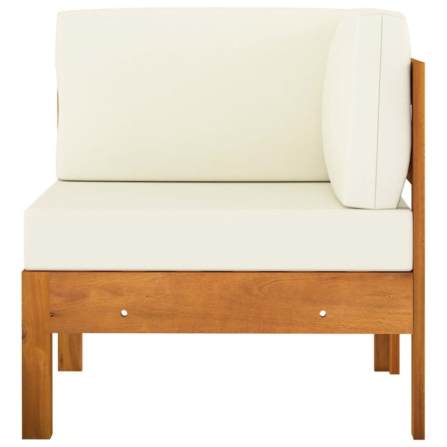 2-Delige Loungeset Met Witte Kussens Acaciahout crème corner sofa + table