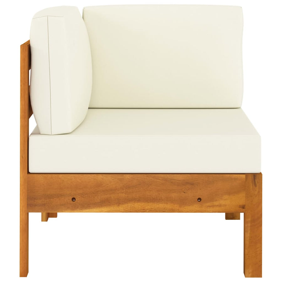2-Delige Loungeset Met Witte Kussens Acaciahout crème corner sofa + table