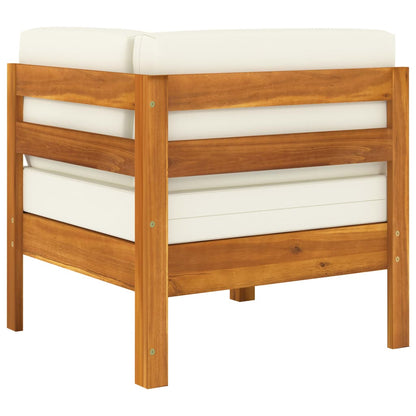 2-Delige Loungeset Met Witte Kussens Acaciahout crème corner sofa + table