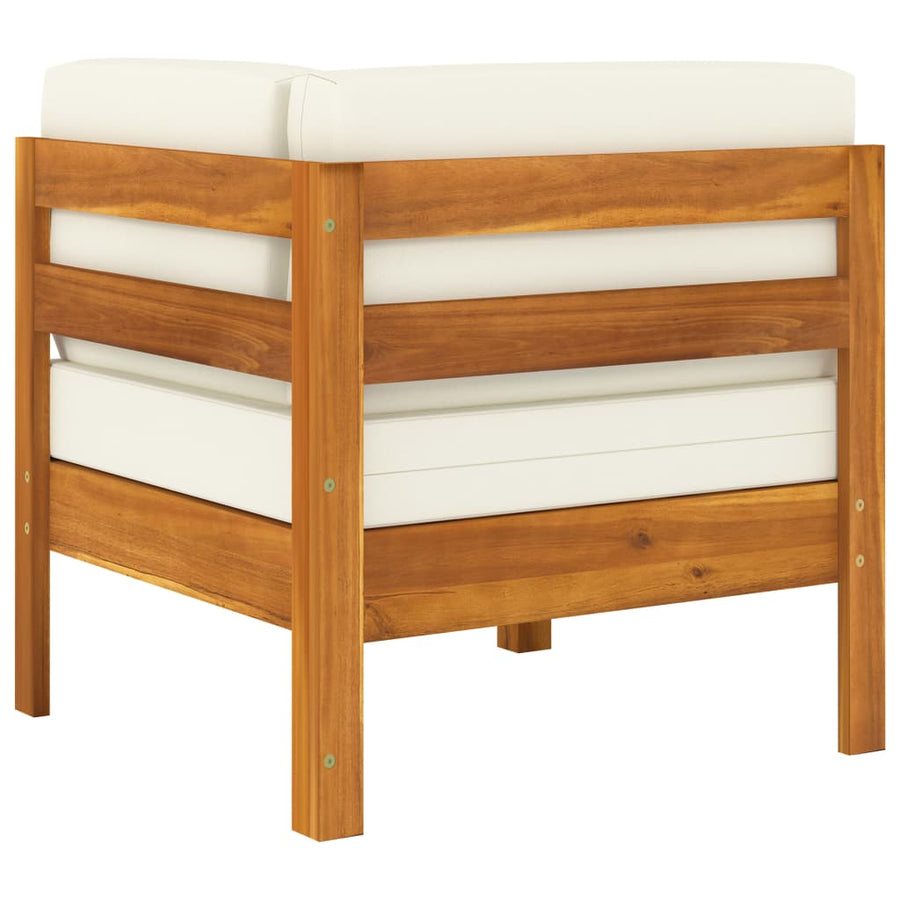2-Delige Loungeset Met Witte Kussens Acaciahout crème corner sofa + table