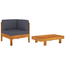 2-Delige Loungeset Met Donkergrijze Kussens Acaciahout Donkergrijs corner sofa + table