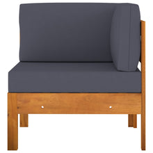 2-Delige Loungeset Met Donkergrijze Kussens Acaciahout Donkergrijs corner sofa + table