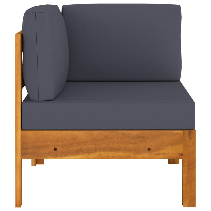 2-Delige Loungeset Met Donkergrijze Kussens Acaciahout Donkergrijs corner sofa + table