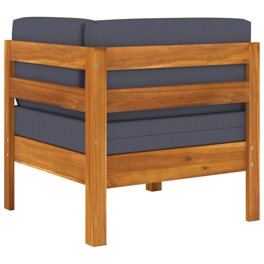 2-Delige Loungeset Met Donkergrijze Kussens Acaciahout Donkergrijs corner sofa + table