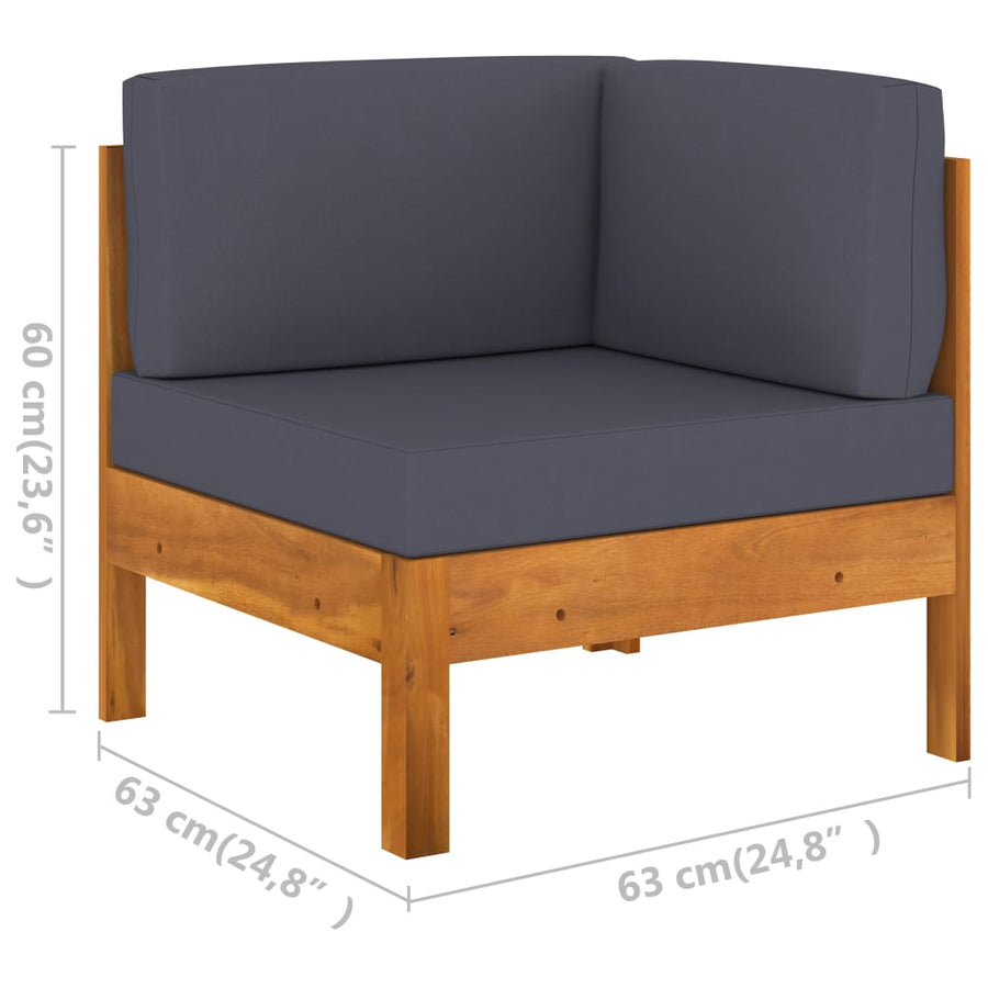 2-Delige Loungeset Met Donkergrijze Kussens Acaciahout Donkergrijs corner sofa + table