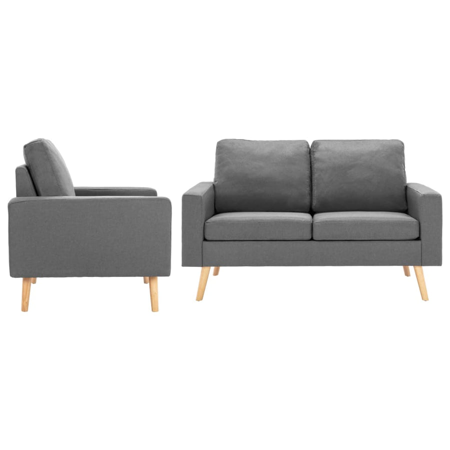 2-Delig Bankstel Stof Lichtgrijs Fauteuil + tweezitsbank