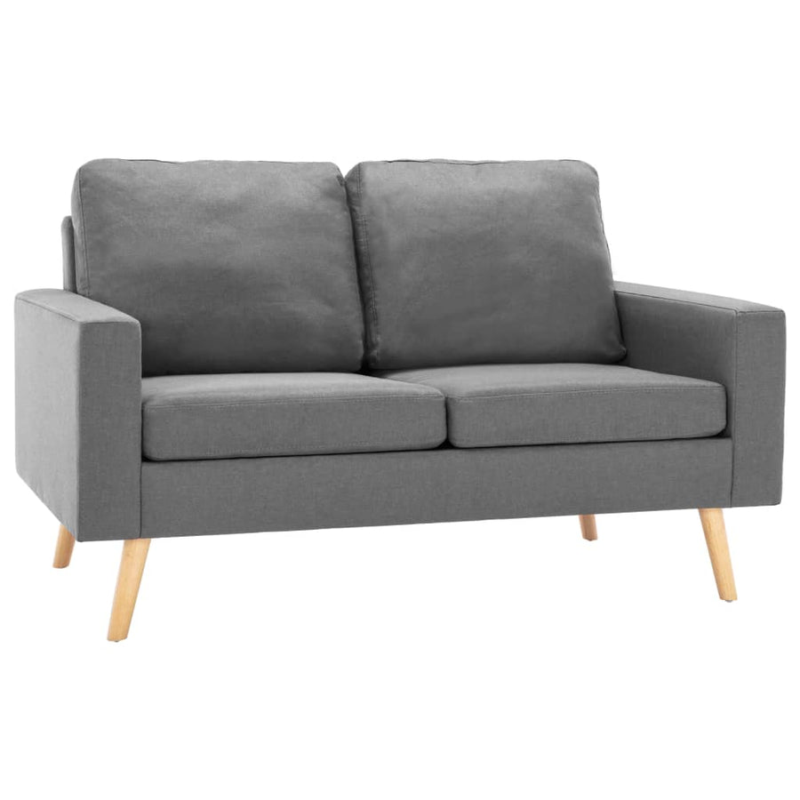2-Delig Bankstel Stof Lichtgrijs Fauteuil + tweezitsbank