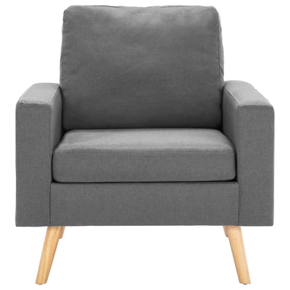 2-Delig Bankstel Stof Lichtgrijs Fauteuil + tweezitsbank
