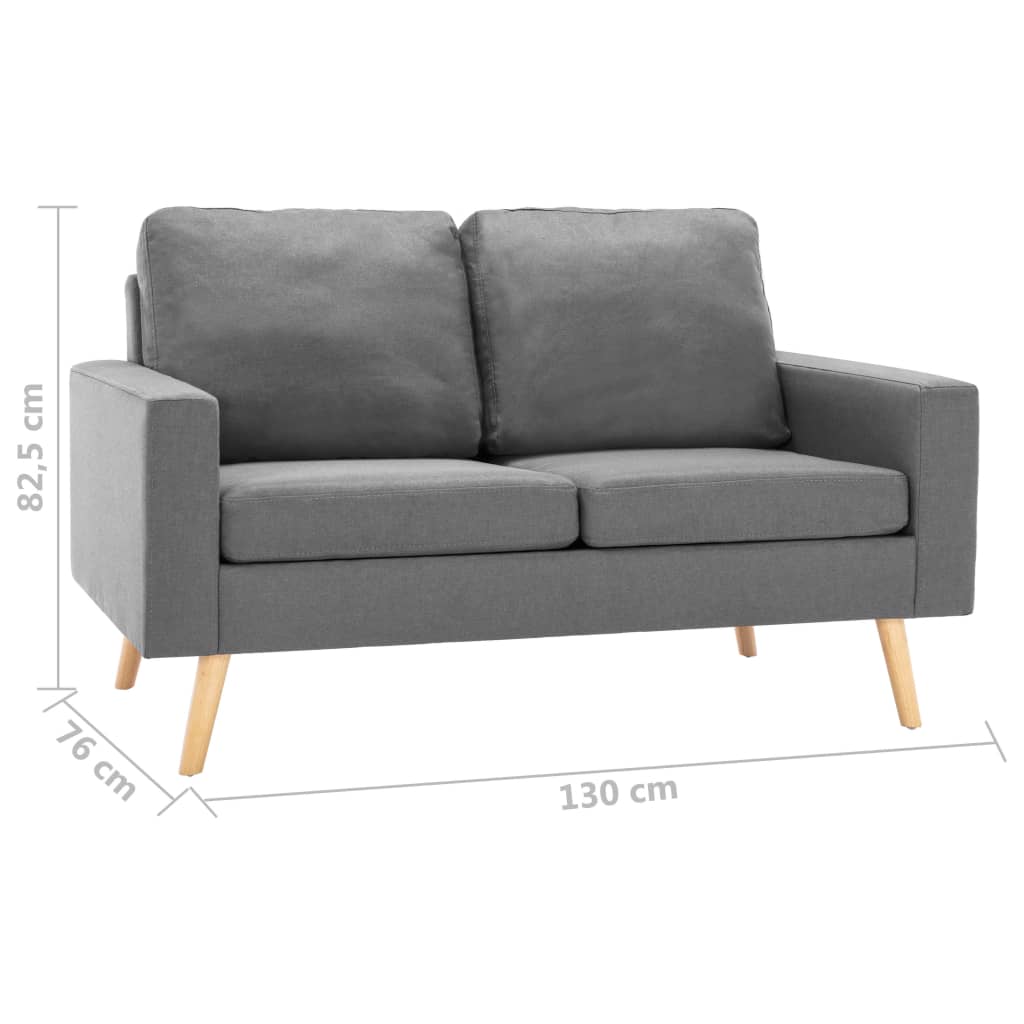 2-Delig Bankstel Stof Lichtgrijs Fauteuil + tweezitsbank