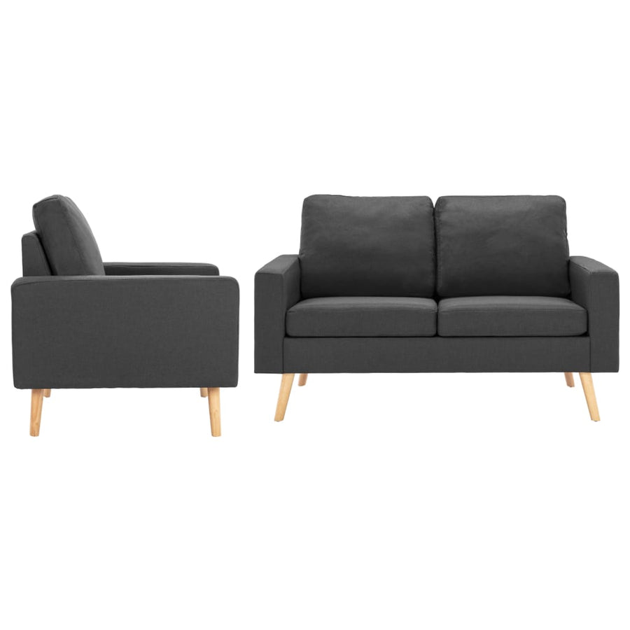 2-Delig Bankstel Stof Donkergrijs Fauteuil + tweezitsbank