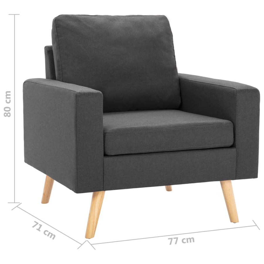 2-Delig Bankstel Stof Donkergrijs Fauteuil + tweezitsbank
