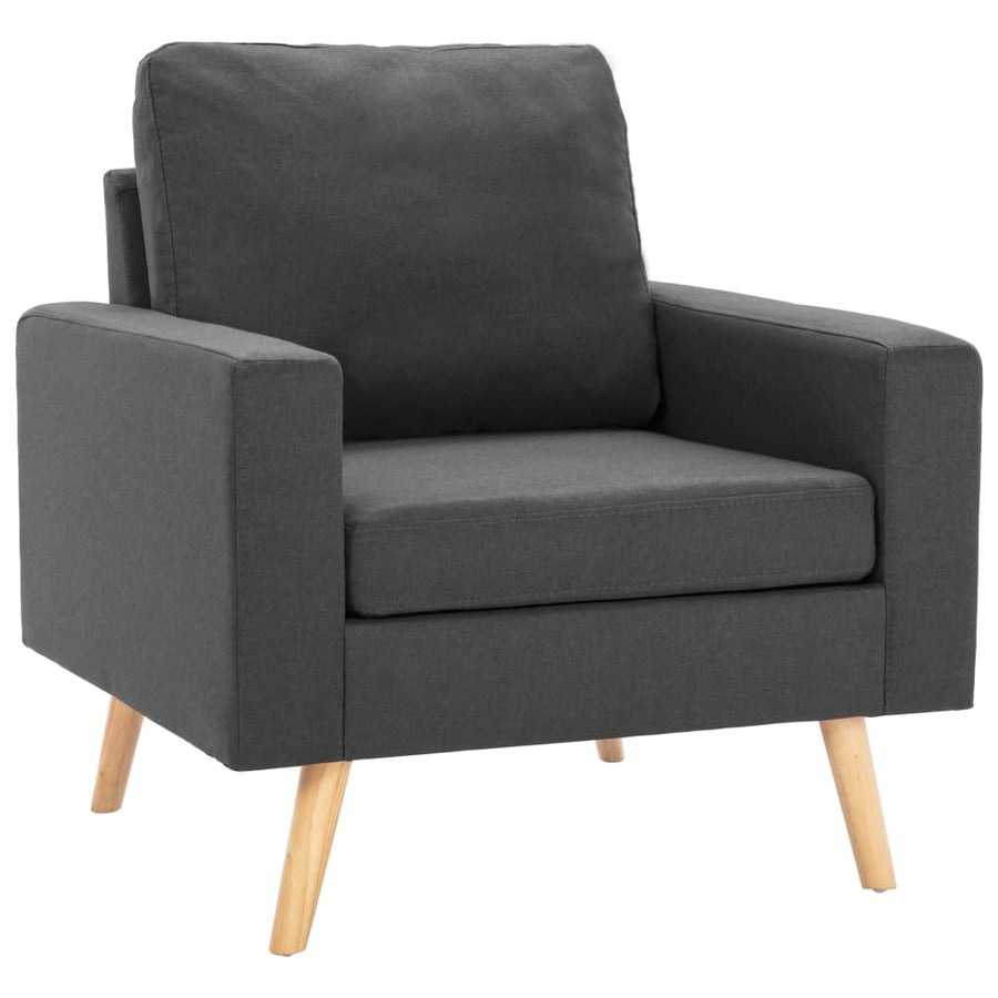 2-Delig Bankstel Stof Donkergrijs Fauteuil + tweezitsbank
