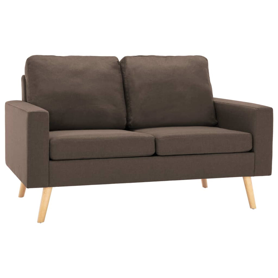 2-Delig Bankstel Stof Bruin Fauteuil + tweezitsbank