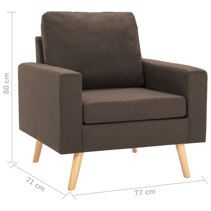2-Delig Bankstel Stof Bruin Fauteuil + tweezitsbank