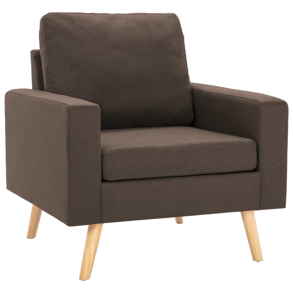 2-Delig Bankstel Stof Bruin Fauteuil + tweezitsbank