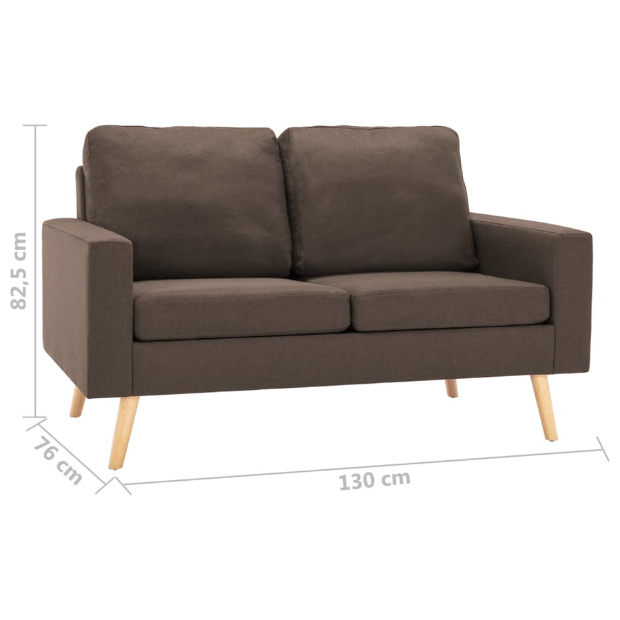 2-Delig Bankstel Stof Bruin Fauteuil + tweezitsbank