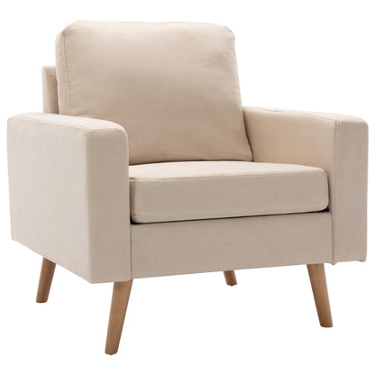 2-Delig Bankstel Stof Crème Fauteuil + tweezitsbank