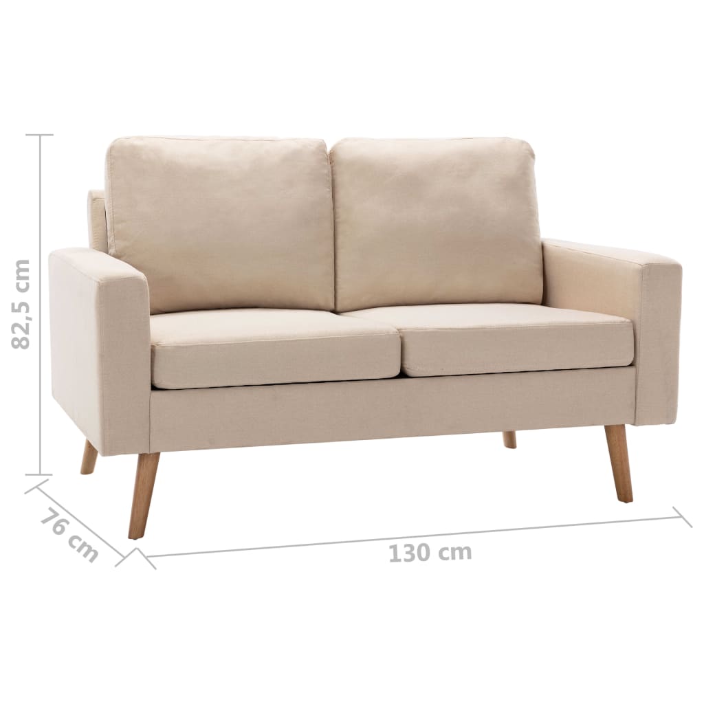 2-Delig Bankstel Stof Crème Fauteuil + tweezitsbank