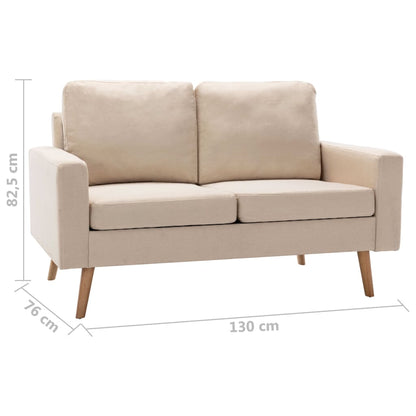 2-Delig Bankstel Stof Crème Fauteuil + tweezitsbank