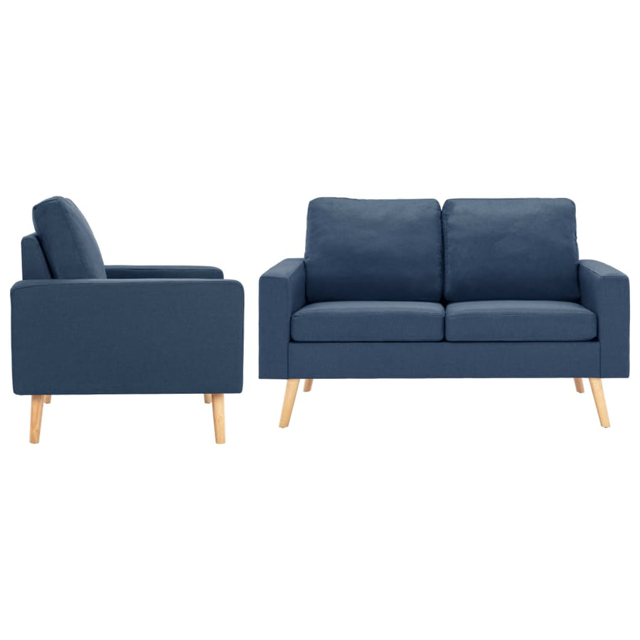 2-Delig Bankstel Stof Blauw Fauteuil + tweezitsbank
